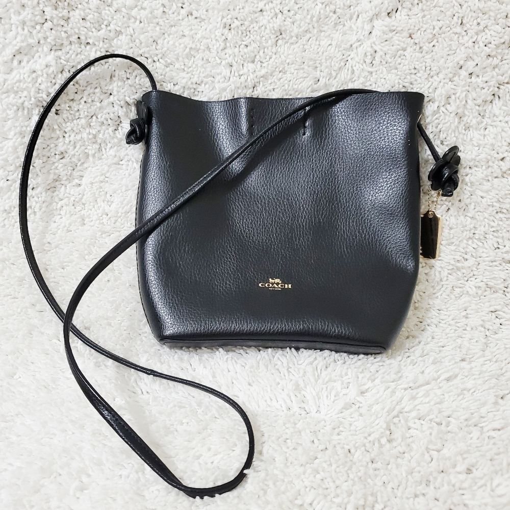 Black Pebble Leather Coach Derby Crossbody Purse